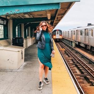 Emerald green midi dress